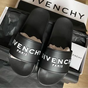 GIVENCHY LOGO SLIDE SANDALS WOMEN BLACK WHITE 39